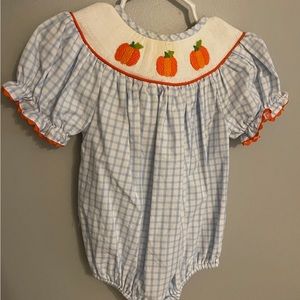 Southern Smocked Company Fall Bubble Romper Size 6 month